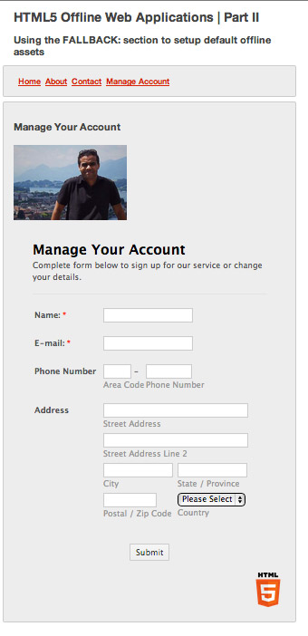 The “Manage Your Account” page. 